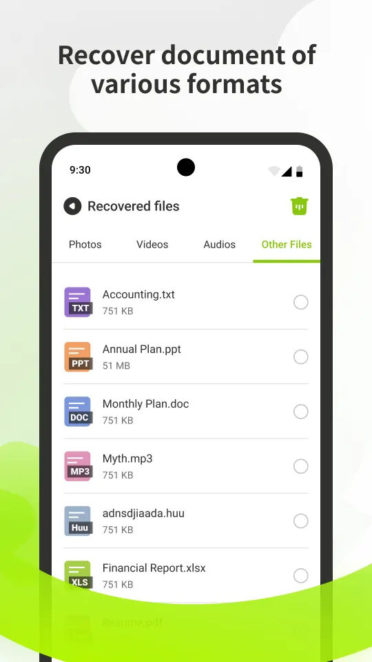 Recovered files sorted by type